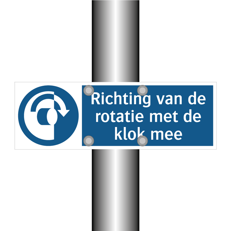 Richting van de rotatie met de klok mee & Richting van de rotatie met de klok mee