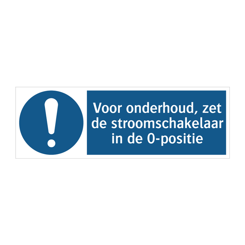 Voor onderhoud, zet de stroomschakelaar in de 0-positie