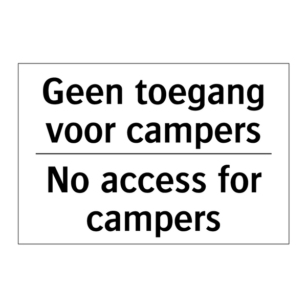 Geen toegang voor campers - No access for campers