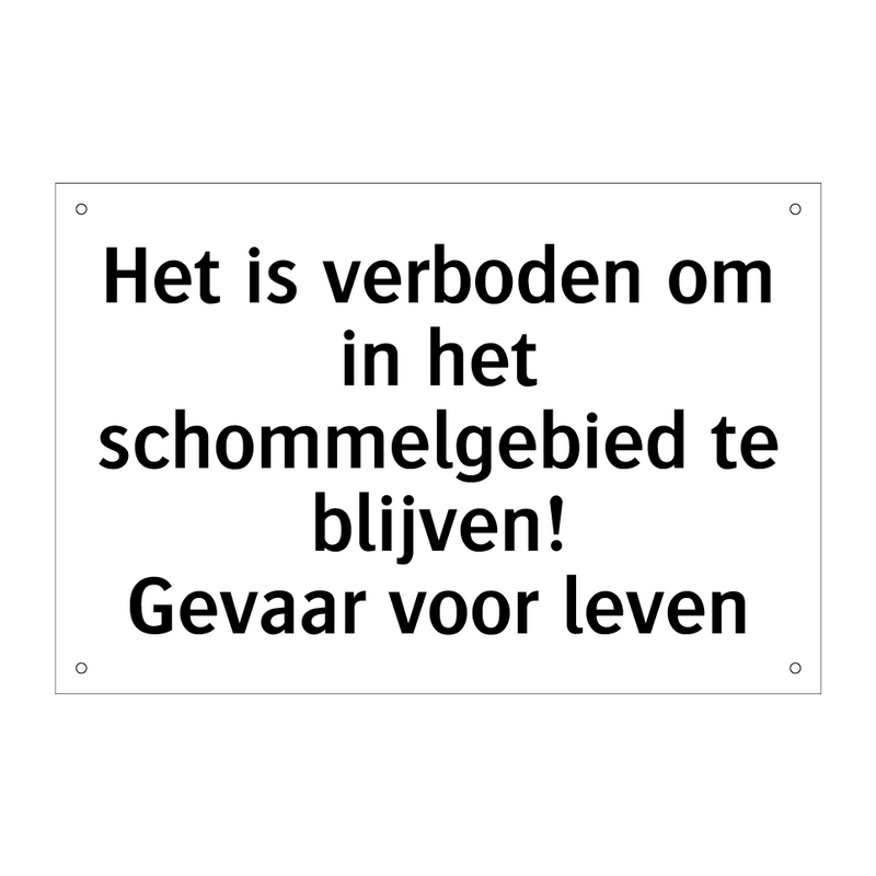 Het is verboden om in het schommelgebied te blijven! Gevaar voor leven