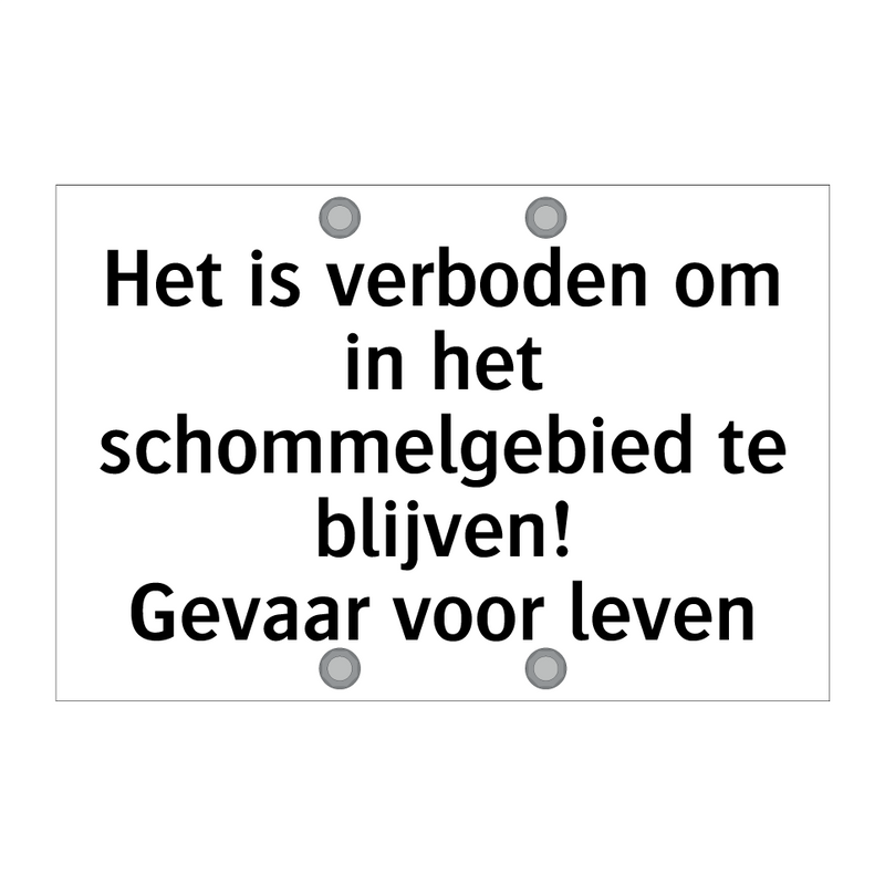 Het is verboden om in het schommelgebied te blijven! Gevaar voor leven