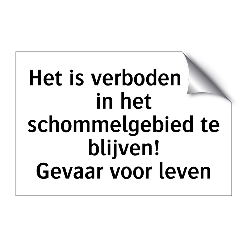 Het is verboden om in het schommelgebied te blijven! Gevaar voor leven