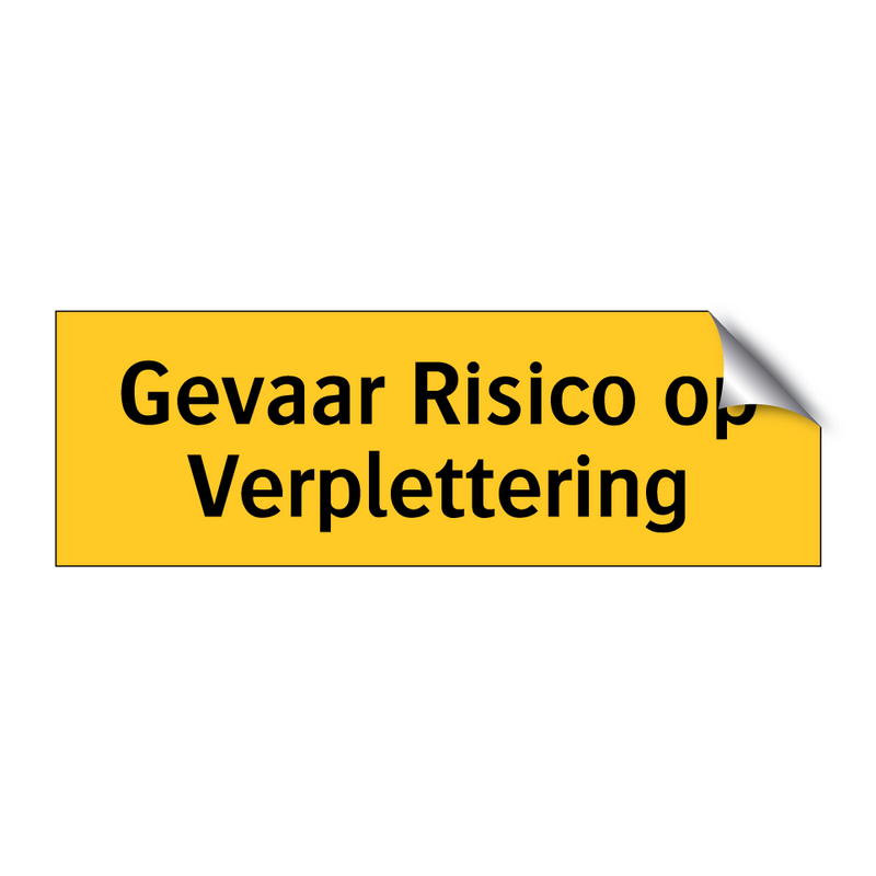 Gevaar Risico op Verplettering & Gevaar Risico op Verplettering & Gevaar Risico op Verplettering