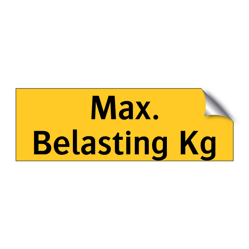 Max. Belasting Kg & Max. Belasting Kg & Max. Belasting Kg & Max. Belasting Kg