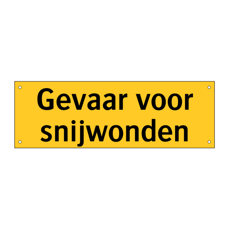 Gevaar voor snijwonden & Gevaar voor snijwonden & Gevaar voor snijwonden & Gevaar voor snijwonden