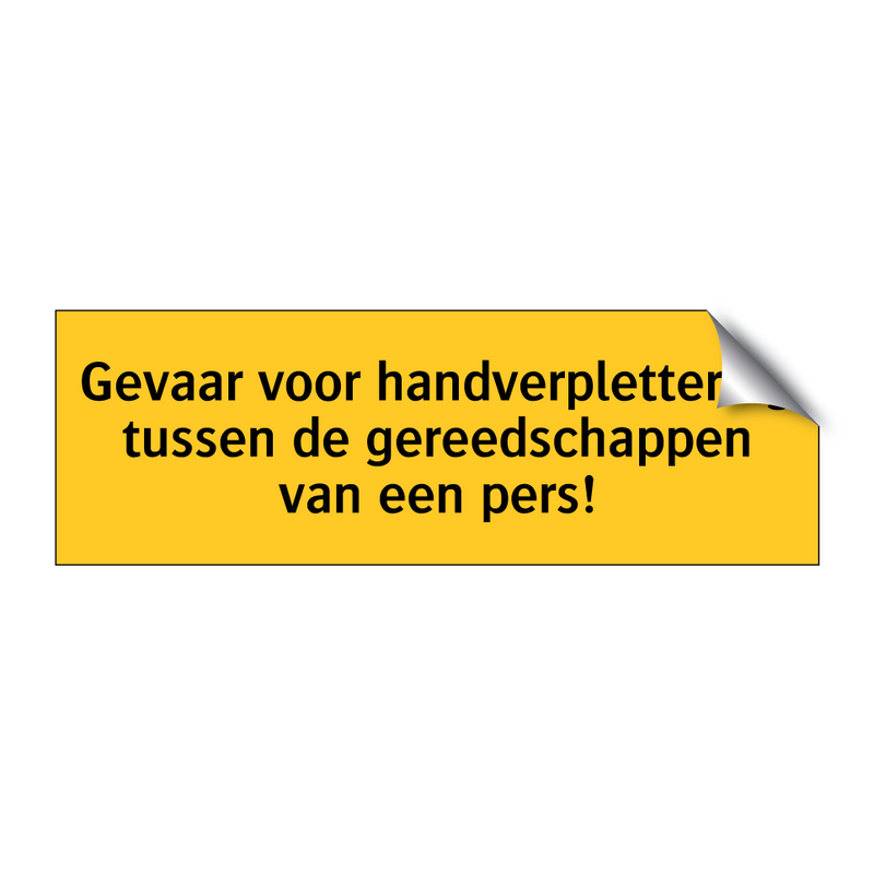 Gevaar voor handverplettering tussen de gereedschappen /.../