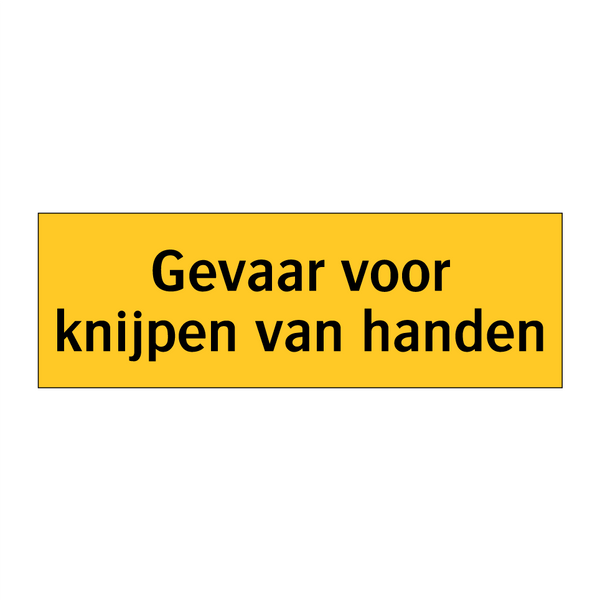 Gevaar voor knijpen van handen & Gevaar voor knijpen van handen & Gevaar voor knijpen van handen