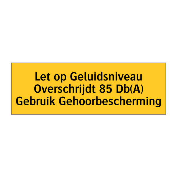 Let op Geluidsniveau Overschrijdt 85 Db(A) Gebruik /.../