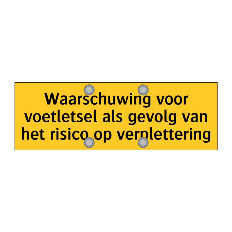 Waarschuwing voor voetletsel als gevolg van het risico /.../