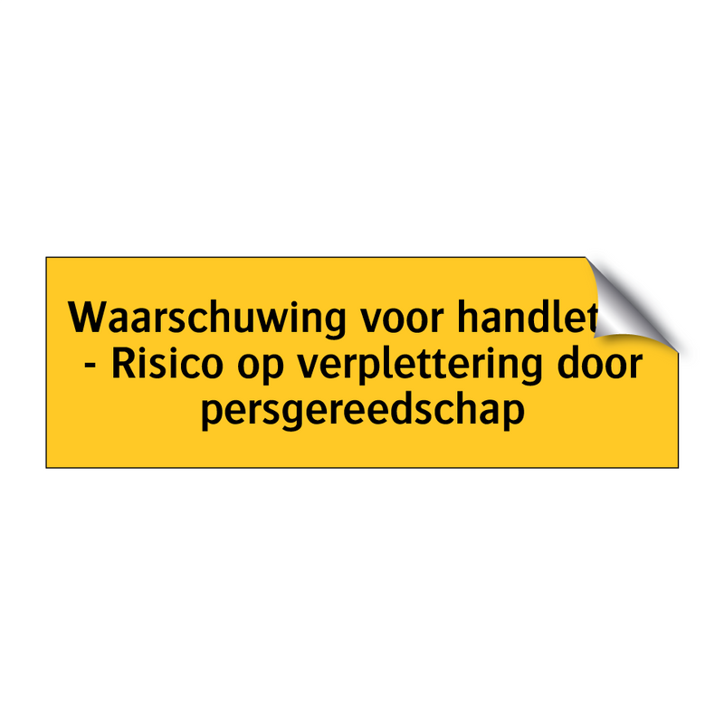 Waarschuwing voor handletsel - Risico op verplettering /.../