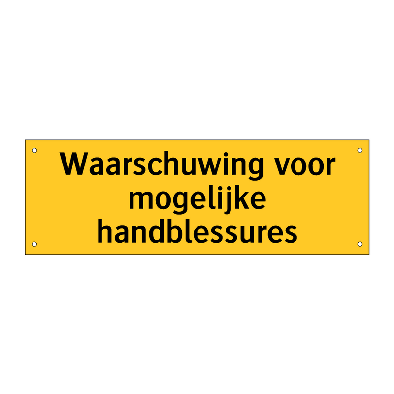 Waarschuwing voor mogelijke handblessures & Waarschuwing voor mogelijke handblessures