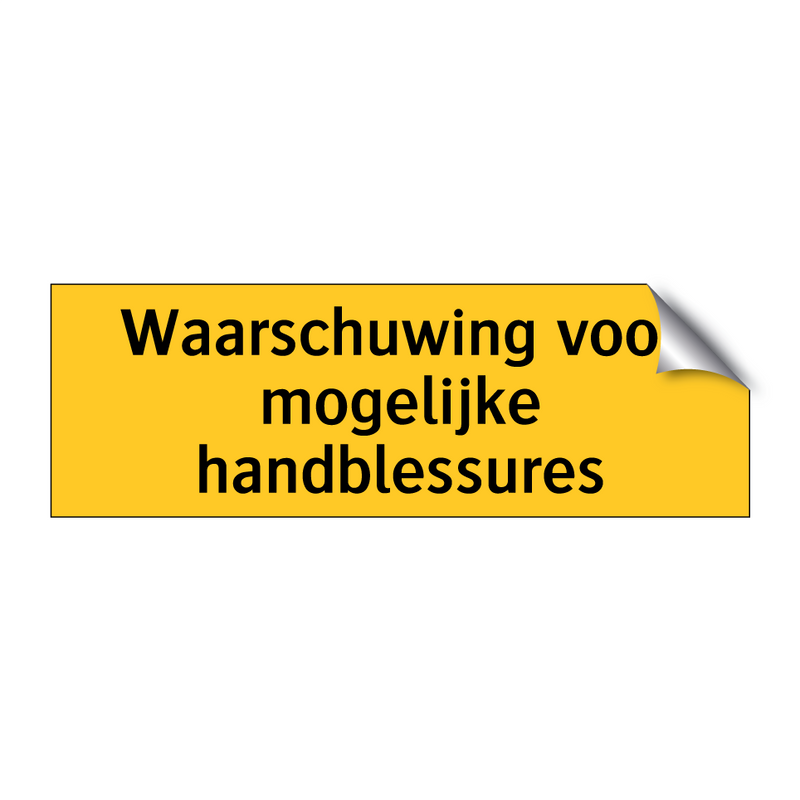 Waarschuwing voor mogelijke handblessures & Waarschuwing voor mogelijke handblessures