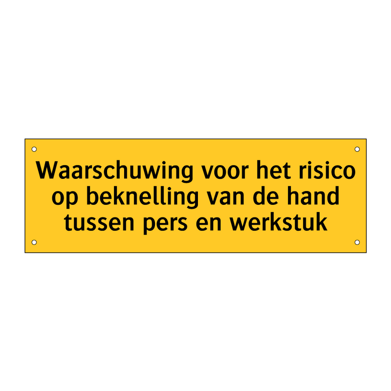 Waarschuwing voor het risico op beknelling van de hand /.../