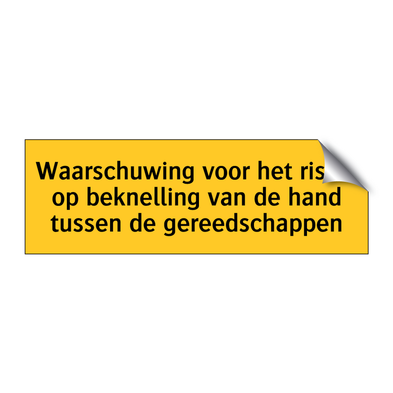 Waarschuwing voor het risico op beknelling van de hand /.../