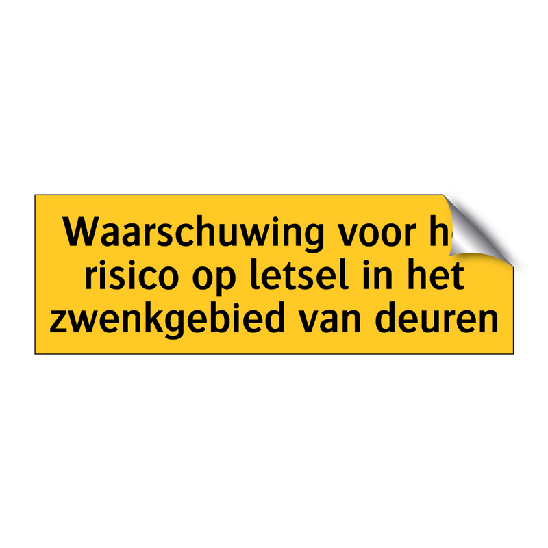 Waarschuwing voor het risico op letsel in het /.../