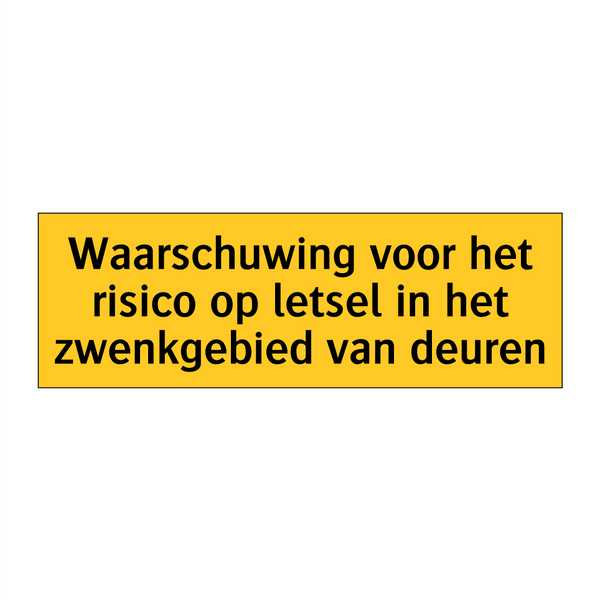 Waarschuwing voor het risico op letsel in het /.../