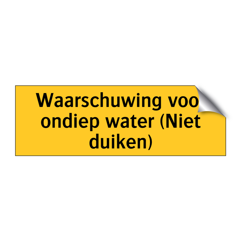 Waarschuwing voor ondiep water (Niet duiken) & Waarschuwing voor ondiep water (Niet duiken)