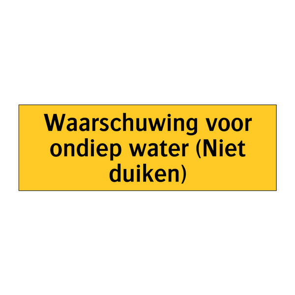 Waarschuwing voor ondiep water (Niet duiken) & Waarschuwing voor ondiep water (Niet duiken)