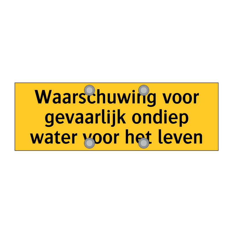 Waarschuwing voor gevaarlijk ondiep water voor het leven