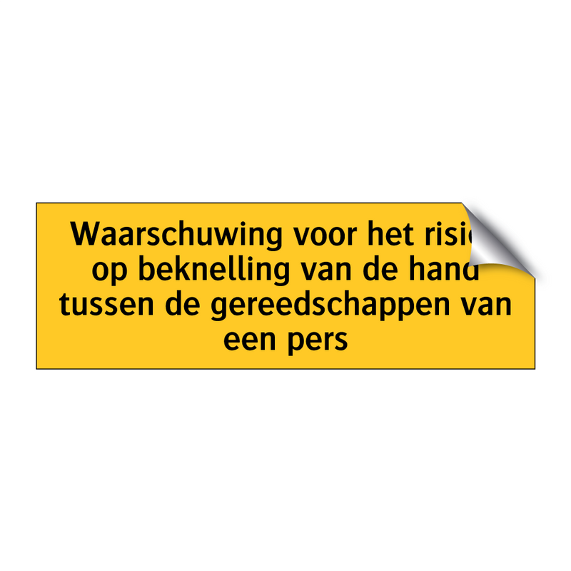 Waarschuwing voor het risico op beknelling van de hand /.../