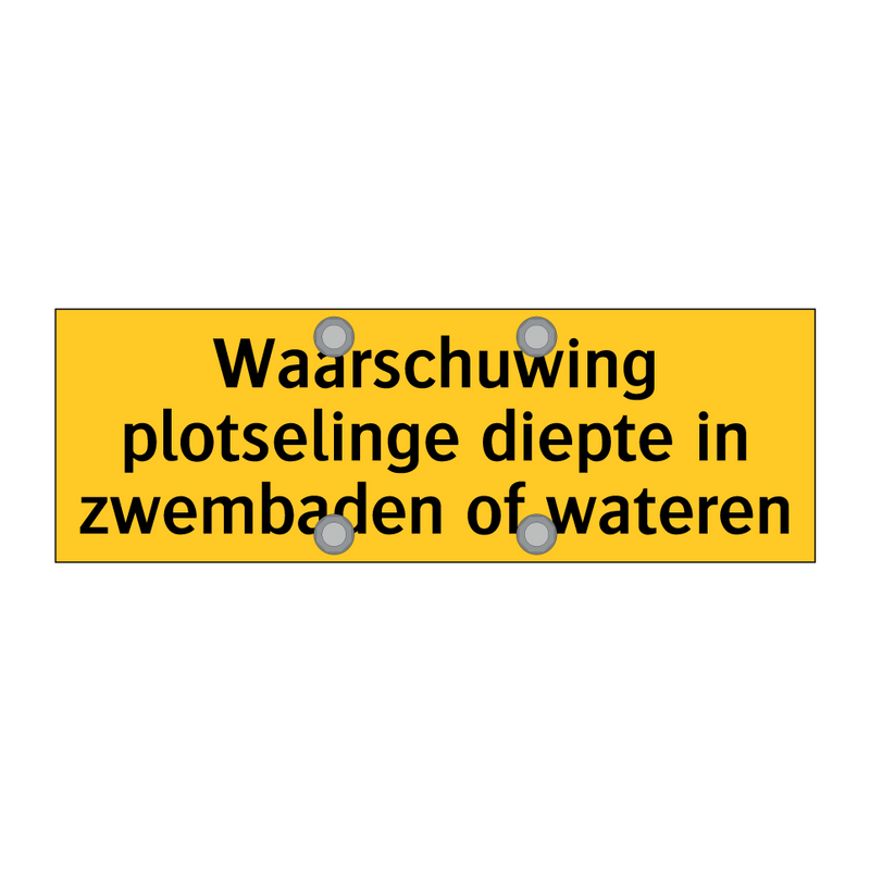 Waarschuwing plotselinge diepte in zwembaden of wateren