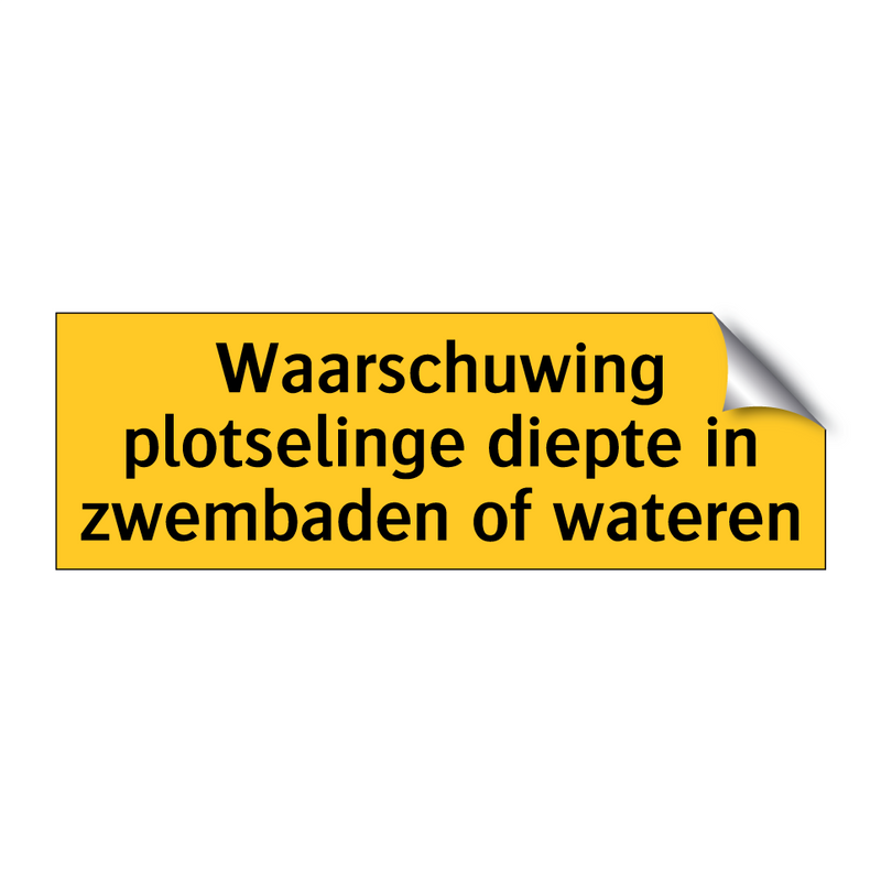 Waarschuwing plotselinge diepte in zwembaden of wateren