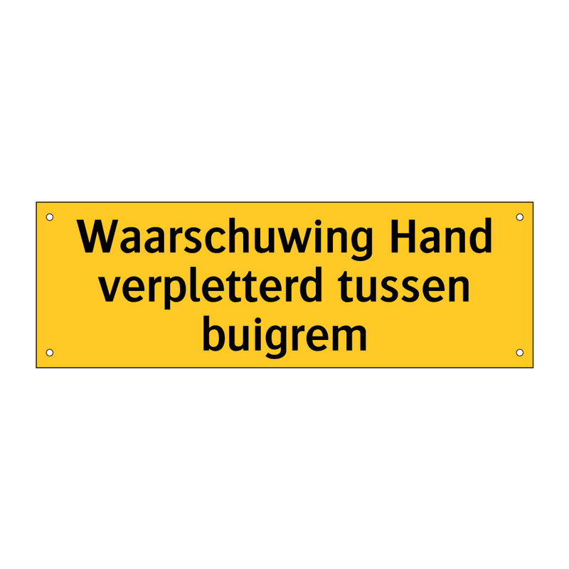 Waarschuwing Hand verpletterd tussen buigrem & Waarschuwing Hand verpletterd tussen buigrem