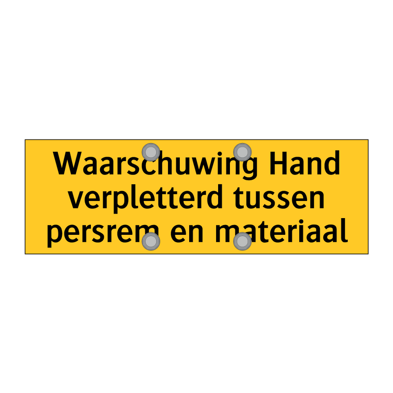 Waarschuwing Hand verpletterd tussen persrem en /.../