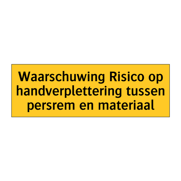 Waarschuwing Risico op handverplettering tussen /.../