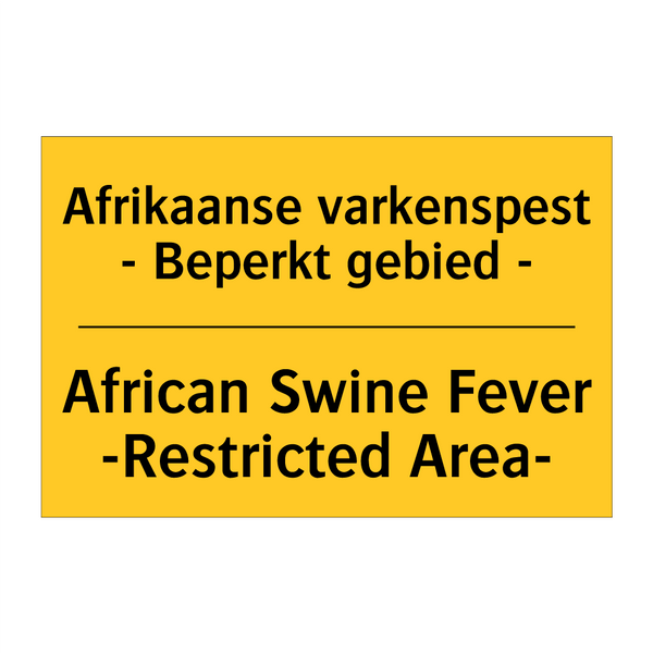 Afrikaanse varkenspest - Beperkt gebied - - African Swine Fever -Restricted Area-