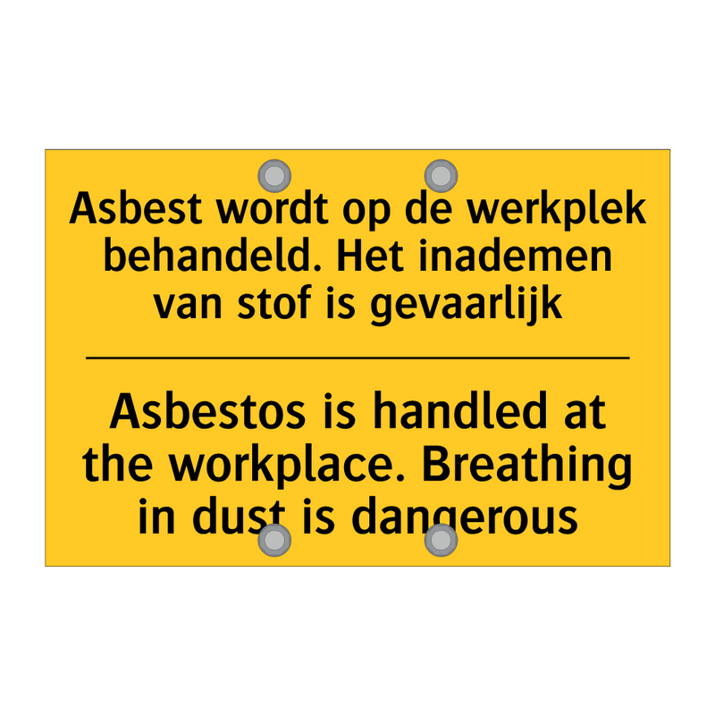 Asbest wordt op de werkplek behandeld. /.../ - Asbestos is handled at the workplace. /.../