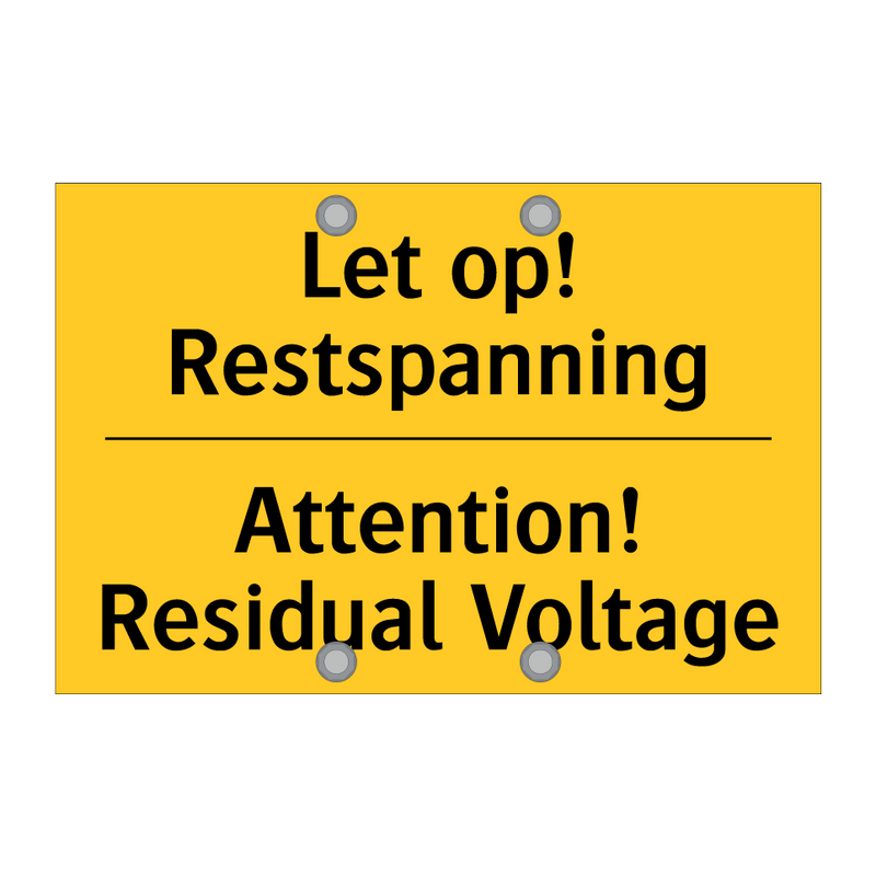 Let op! Restspanning - Attention! Residual Voltage