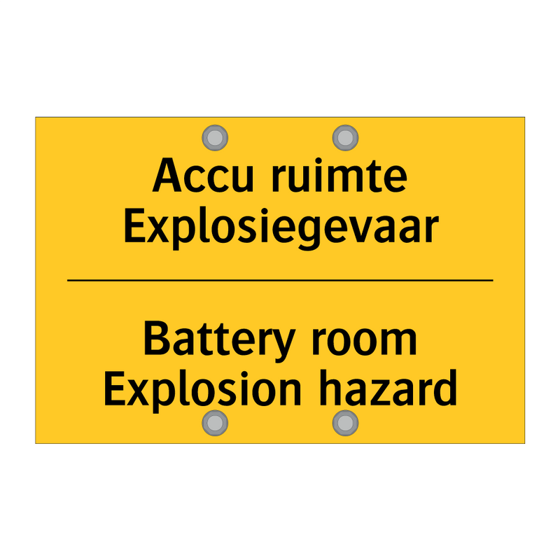 Accu ruimte Explosiegevaar - Battery room Explosion hazard