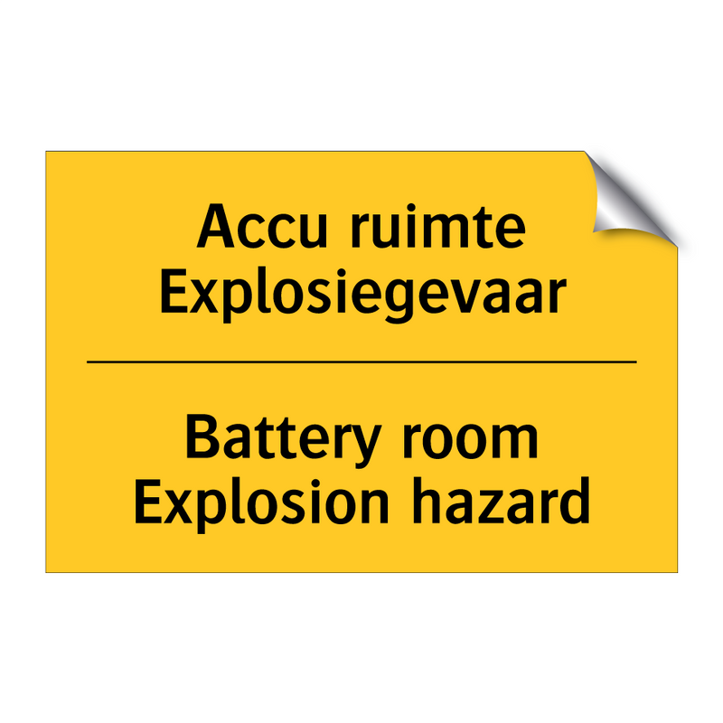 Accu ruimte Explosiegevaar - Battery room Explosion hazard