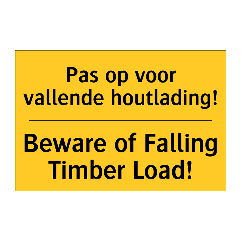 Pas op voor vallende houtlading! - Beware of Falling Timber Load!