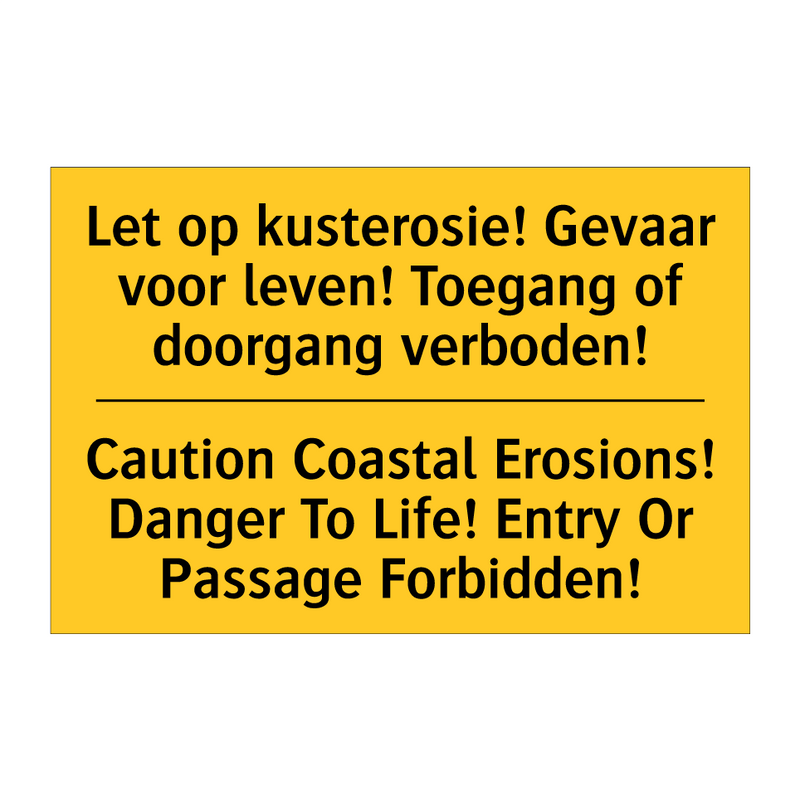 Let op kusterosie! Gevaar voor /.../ - Caution Coastal Erosions! Danger /.../