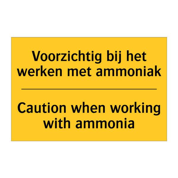 Voorzichtig bij het werken met ammoniak - Caution when working with ammonia