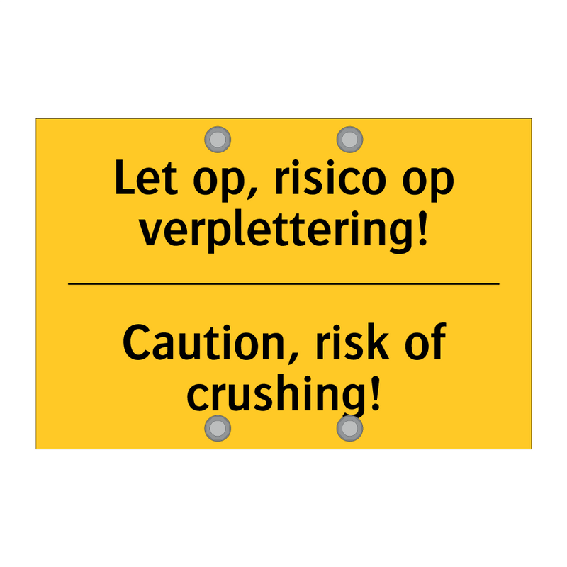 Let op, risico op verplettering! - Caution, risk of crushing!