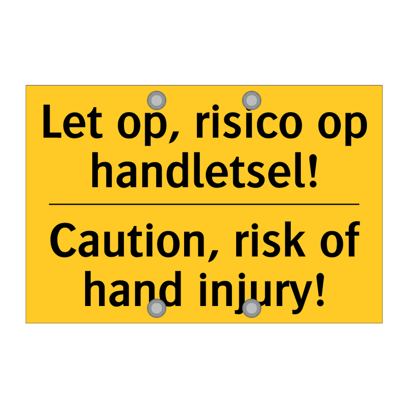 Let op, risico op handletsel! - Caution, risk of hand injury!