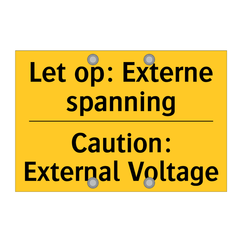 Let op: Externe spanning - Caution: External Voltage