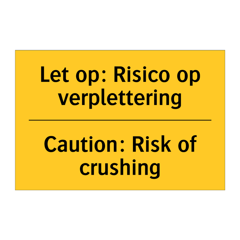 Let op: Risico op verplettering - Caution: Risk of crushing