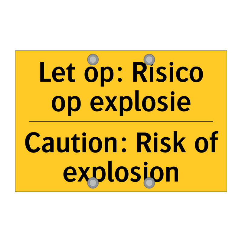 Let op: Risico op explosie - Caution: Risk of explosion