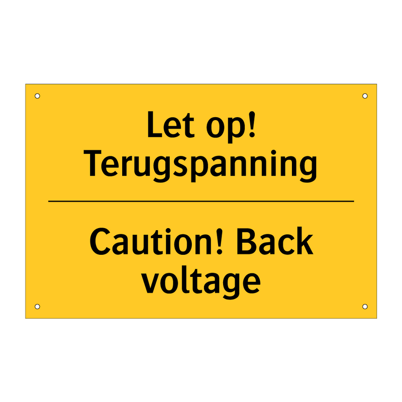 Let op! Terugspanning - Caution! Back voltage & Let op! Terugspanning - Caution! Back voltage