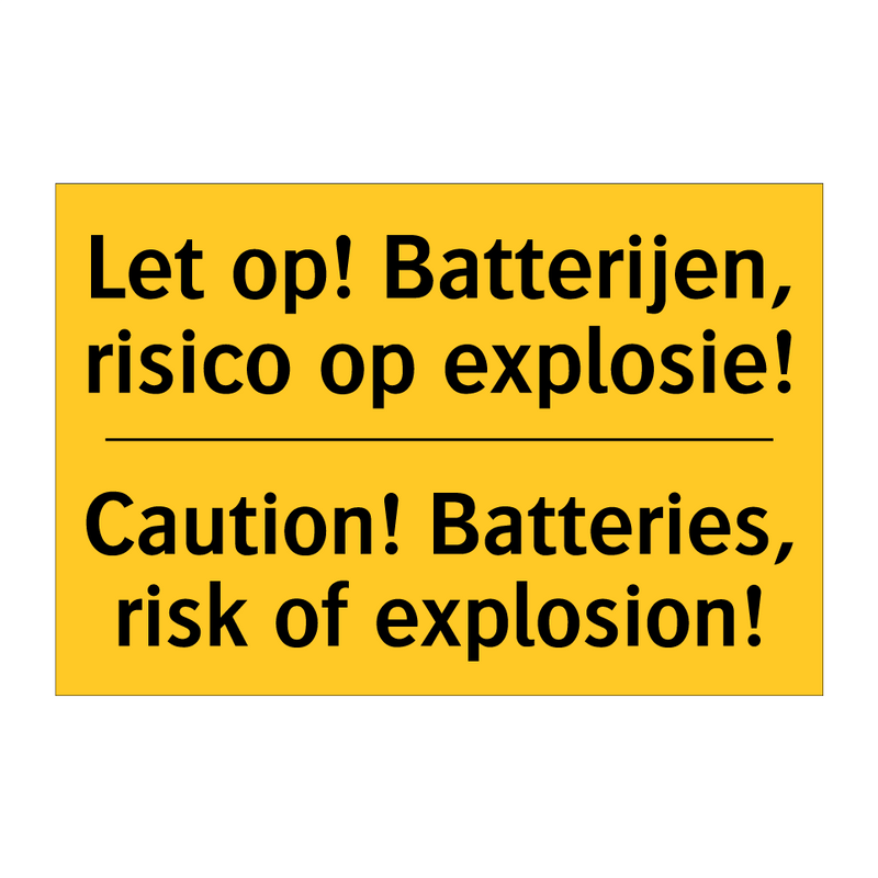 Let op! Batterijen, risico op explosie! - Caution! Batteries, risk of explosion!