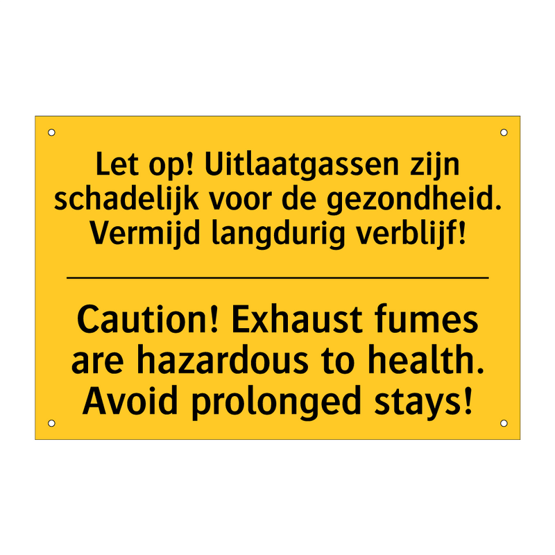 Let op! Uitlaatgassen zijn schadelijk /.../ - Caution! Exhaust fumes are hazardous /.../