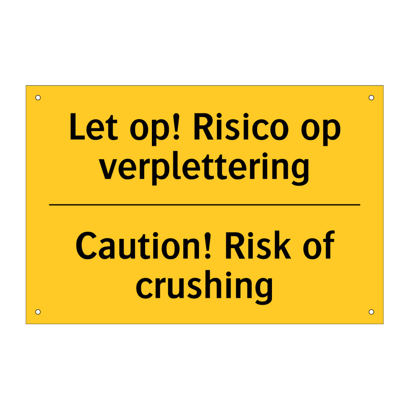 Let op! Risico op verplettering - Caution! Risk of crushing