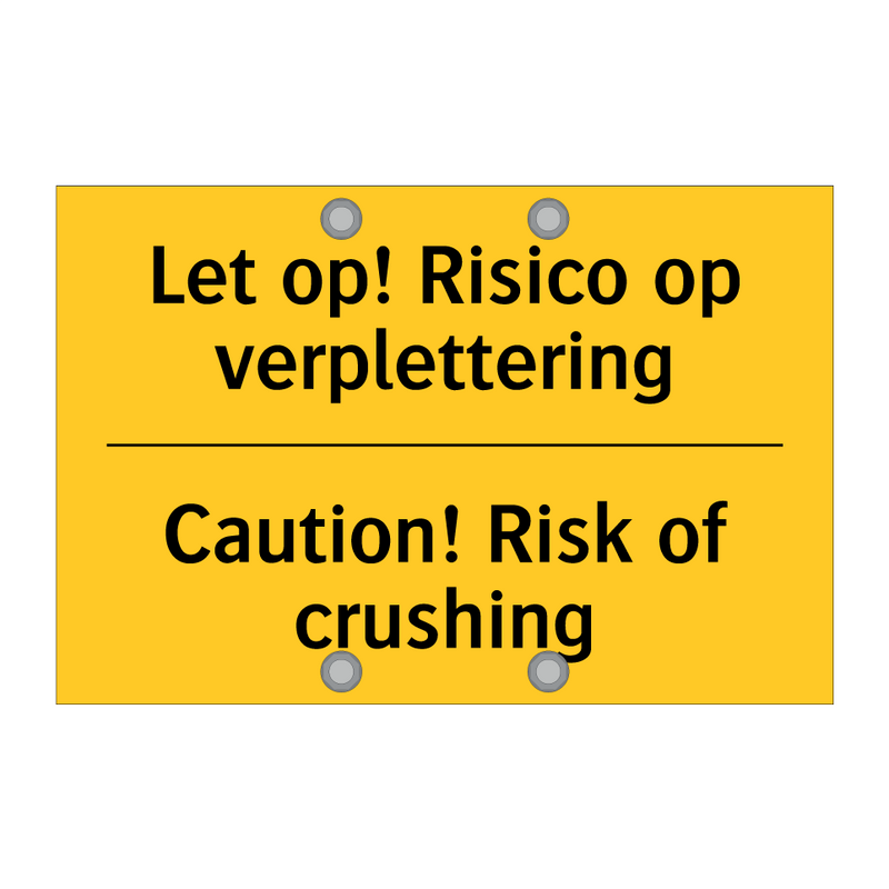 Let op! Risico op verplettering - Caution! Risk of crushing