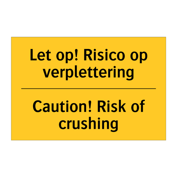 Let op! Risico op verplettering - Caution! Risk of crushing