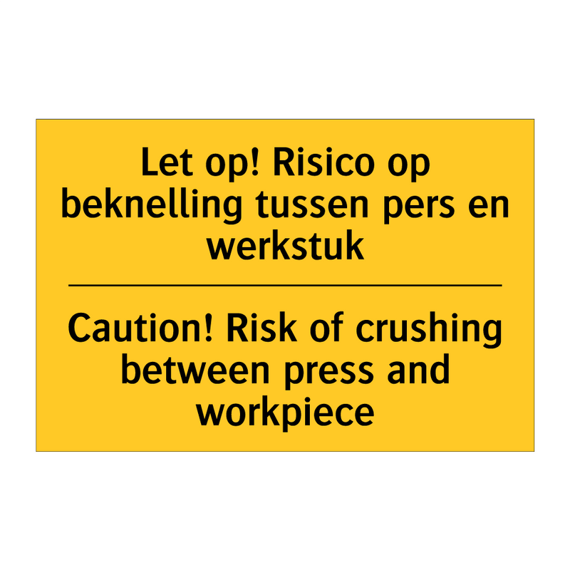 Let op! Risico op beknelling tussen /.../ - Caution! Risk of crushing between /.../