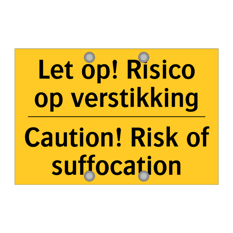 Let op! Risico op verstikking - Caution! Risk of suffocation